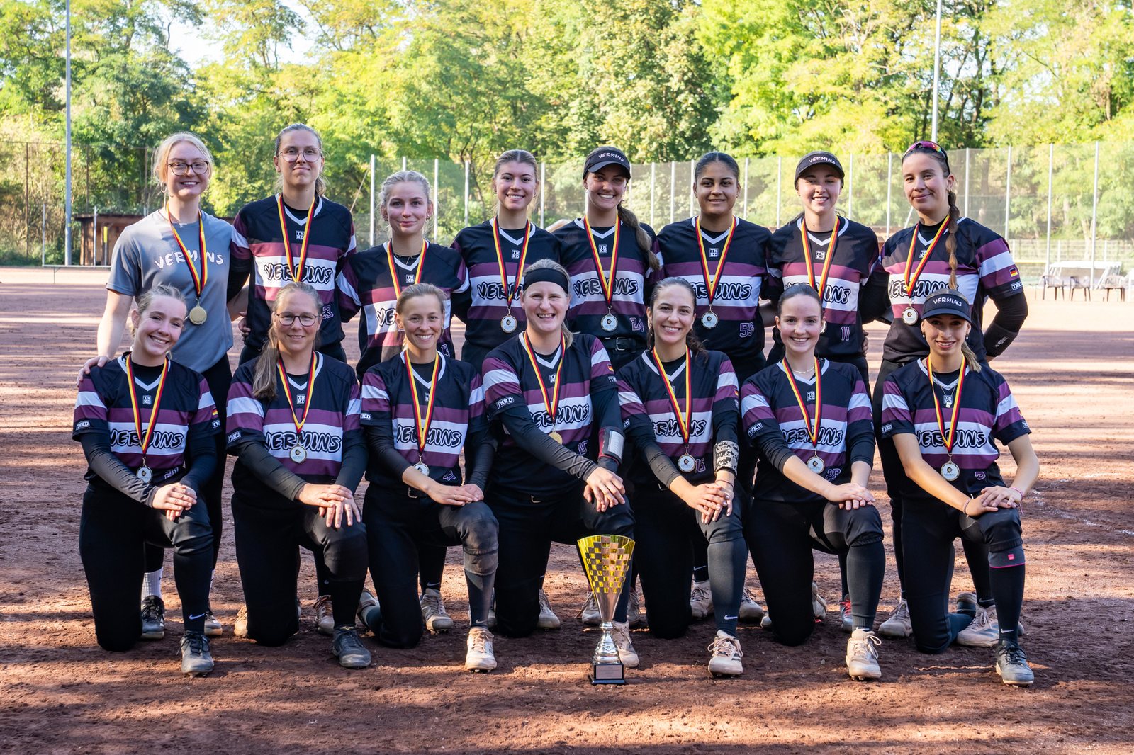 The Wesseling Vermins with medals and trophy after winning the German Cup 2026